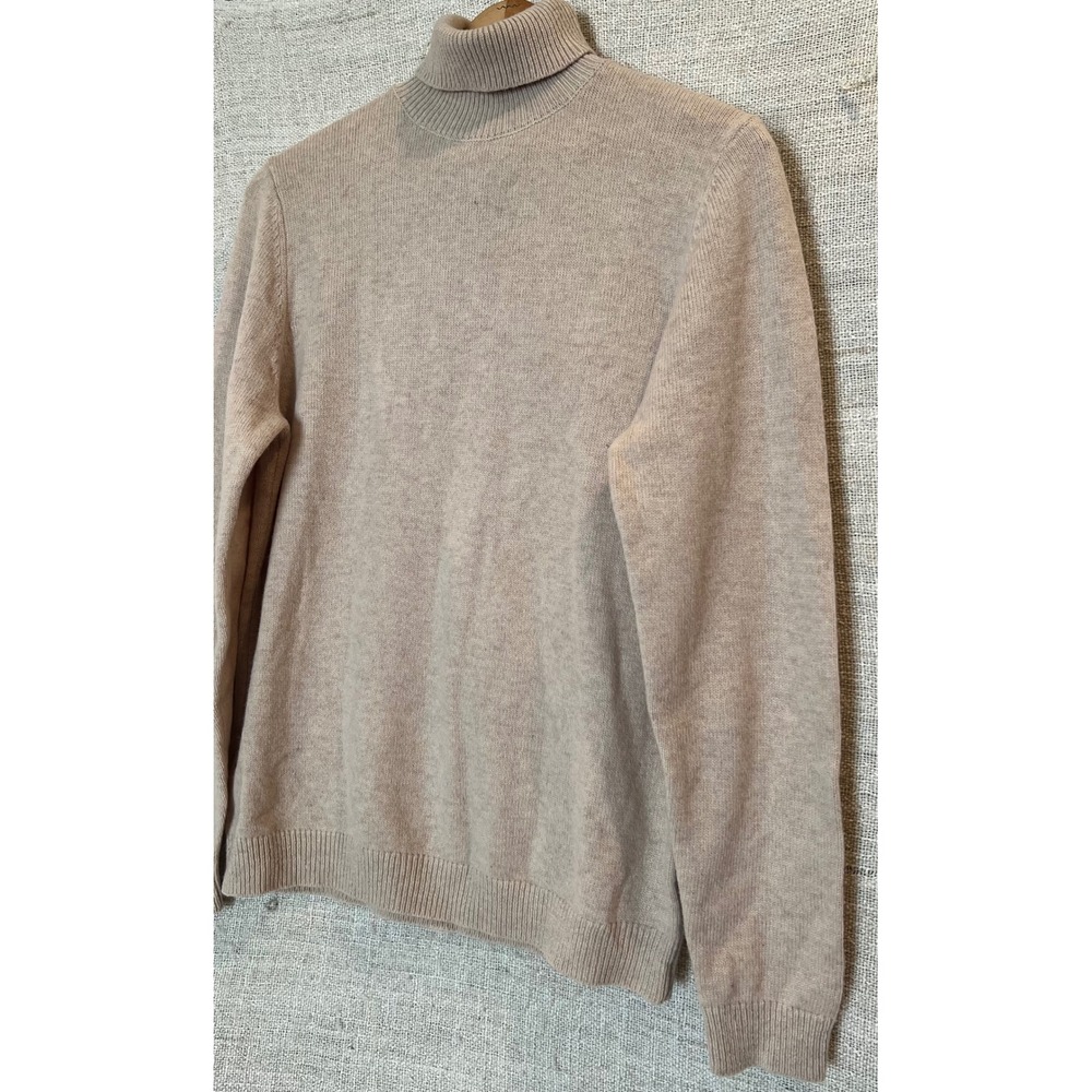 ASOS DESIGN Mens Oatmeal Beige Lambswool Blend Turtleneck Sweater Size M